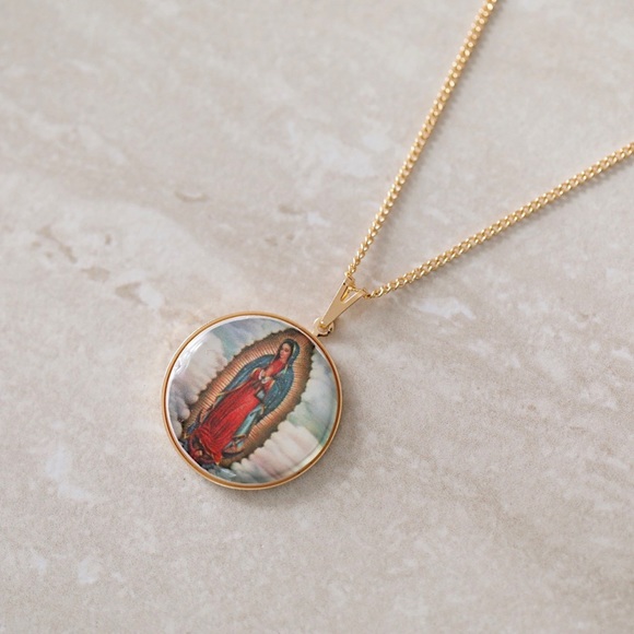 11thstreet Jewelry - Virgin Mary Enamel Necklace | 18k Gold Filled